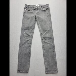 Paige Women Jeans 27 Gray Skinny Light Wash Cotton Blend Low Distressed USA